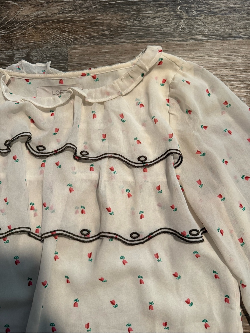 LOFT Ruffle Trim Blouse - Picture 3 of 3